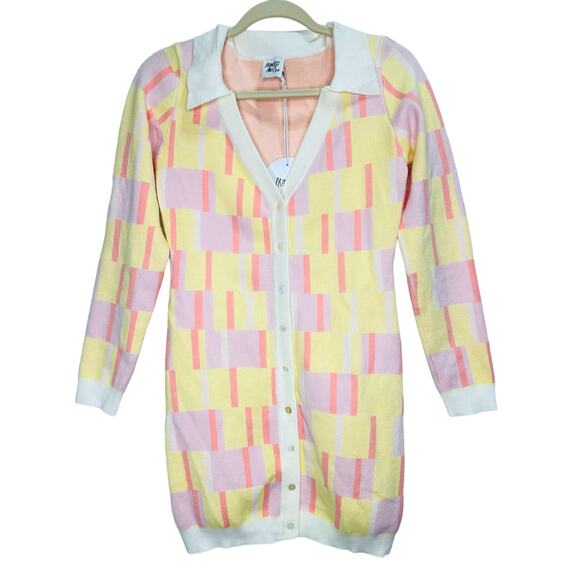 Princess Polly Shyla Sweater Button Down Mini Dress Pastel Size Medium NWT - Picture 4 of 9